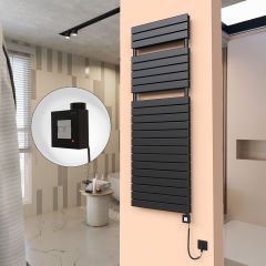 20H Elektrikli Havlupan 600x1772 Mat Siyah Ktx1 1000 Watt Spiral Kablolu