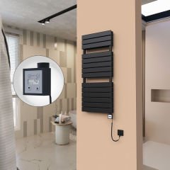 21H Elektrikli Havlupan 500x1180 Mat Siyah Ktx3 1000 Watt Spiral Kablolu