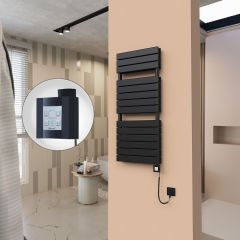 21H Elektrikli Havlupan 500x1180 Mat Siyah Ktx4 1000 Watt Spiral Kablolu