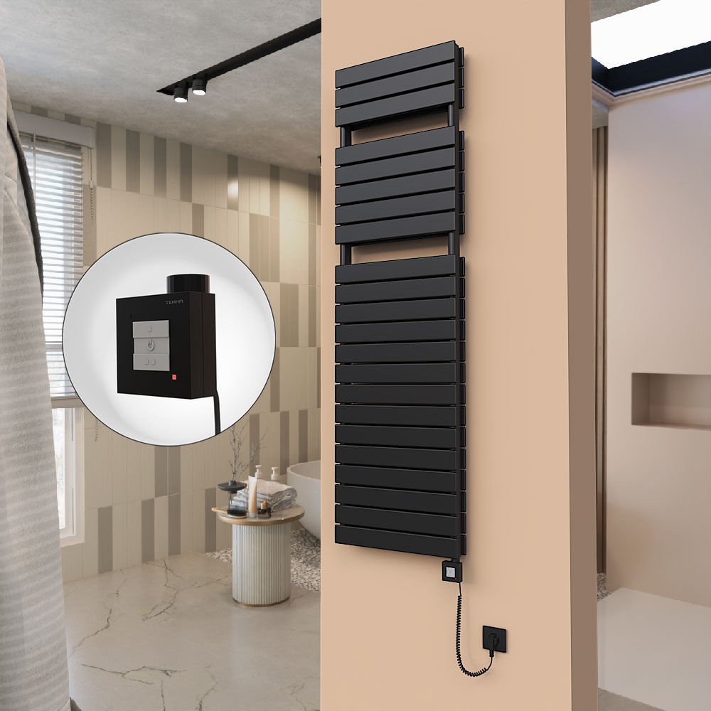 21H Elektrikli Havlupan 500x1772 Mat Siyah Ktx1 1000 Watt Spiral Kablolu