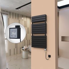 21H Elektrikli Havlupan 600x1180 Mat Siyah Ktx3 1000 Watt Spiral Kablolu
