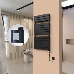 21H Elektrikli Havlupan 600x1180 Mat Siyah Ktx4 1000 Watt Spiral Kablolu