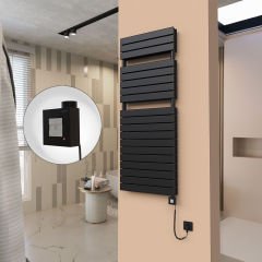 21H Elektrikli Havlupan 600x1550 Mat Siyah Ktx1 1000 Watt Spiral Kablolu