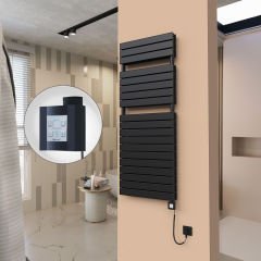 21H Elektrikli Havlupan 600x1550 Mat Siyah Ktx4 1000 Watt Spiral Kablolu