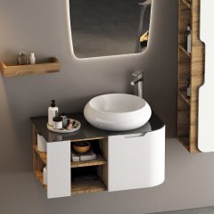 Era 80 cm Banyo Dolabı Dorado Beyaz Alt, Üst ve Yan Boy Dolap