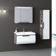 Golf 80 cm Banyo Dolabı Beyaz Berlin Alt, Üst ve Yan Boy Dolap