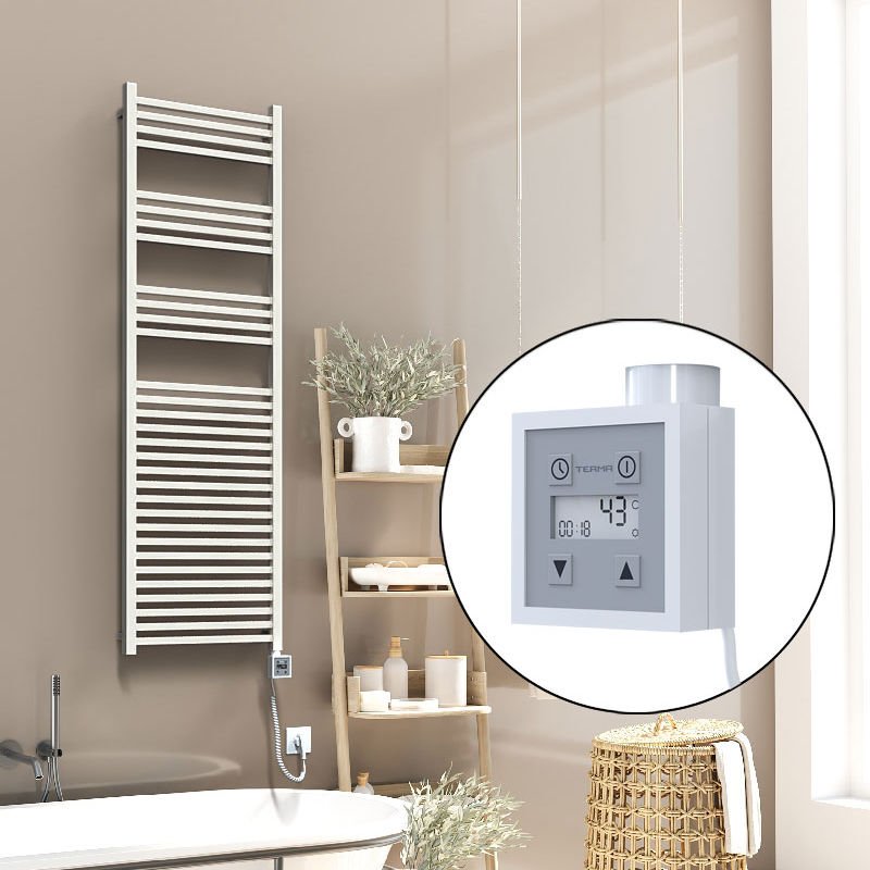 Barbados Elektrikli Havlupan 500x1600 Beyaz Parlak (KTX3 Termostat) 1000W Spiral Kablolu