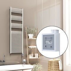 Barbados Elektrikli Havlupan 500x1600 Beyaz Parlak (KTX3 Termostat) 1000W Spiral Kablolu