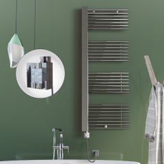 MALE Elektrikli Havlupan 600x1600  Krom (KTX4 Termostat) 600W Spiral Kablolu