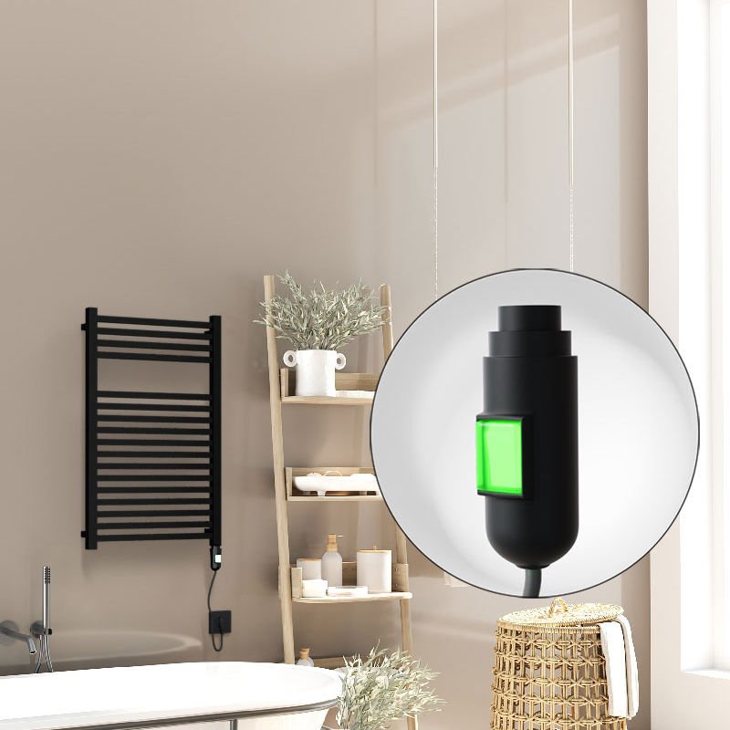 Barbados Elektrikli Havlupan 500x800 Siyah Mat (On/Off Düğmeli) 600W