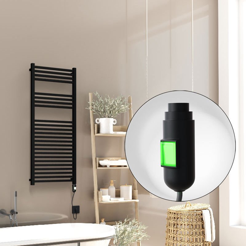 Barbados Elektrikli Havlupan 500x1200 Siyah Mat (On/Off Düğmeli) 600W