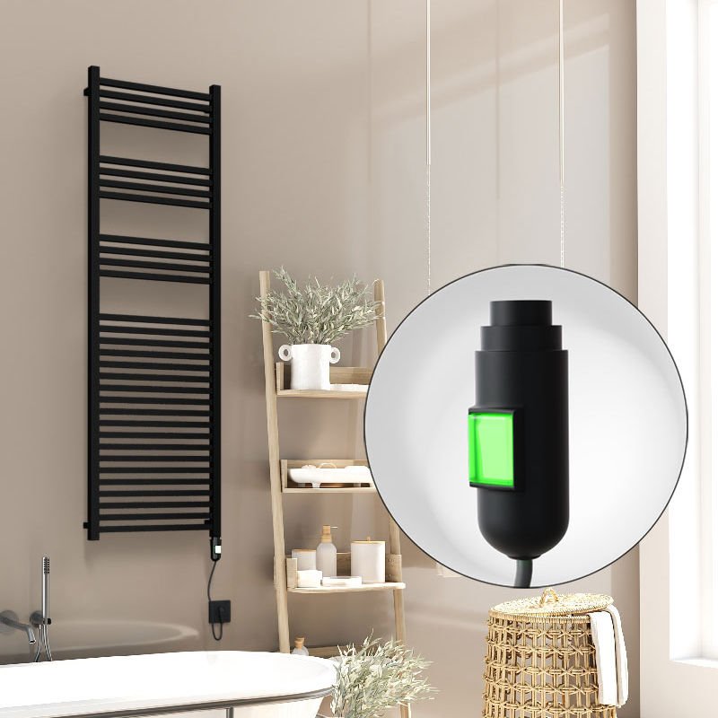 Barbados Elektrikli Havlupan 500x1600 Siyah Mat (On/Off Düğmeli) 900W