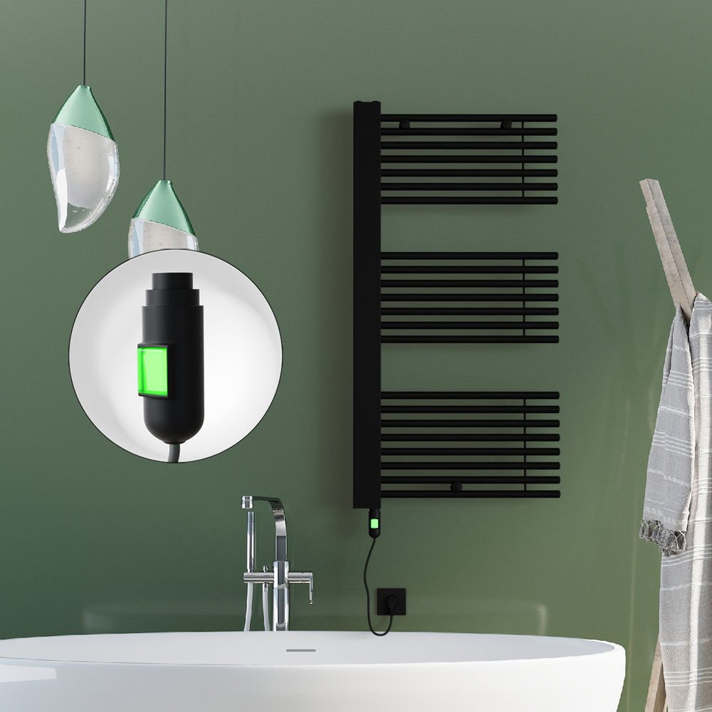MALE Elektrikli Havlupan 600x1190  Siyah (On/Off Düğmeli) 900W