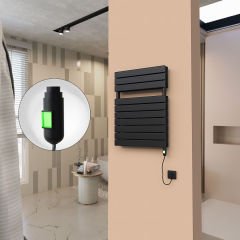 21H Elektrikli Havlupan 600x810 Mat Siyah (On/Off Düğmeli) 900 W