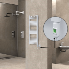 Haiti Elektrikli Havlupan 400x1100 Düz Beyaz Parlak (On/Off Düğmeli) 600 Watt