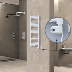 Haiti Elektrikli Havlupan 400x1100 Düz Beyaz Parlak (Thesis Termostat) 600 Watt