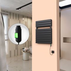 20H Elektrikli Havlupan 600x810 Mat Siyah (On/Off Düğmeli) 900 W