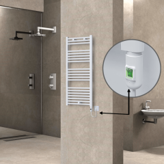 Haiti Elektrikli Havlupan 500x1100 Düz Beyaz Parlak (On/Off Düğmeli) 600 Watt