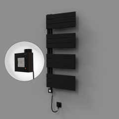 Sirius Dekoratif Elektrikli Havlupan 500x1150 Siyah (KTX1 Termostat) 600W Spiral Kablolu