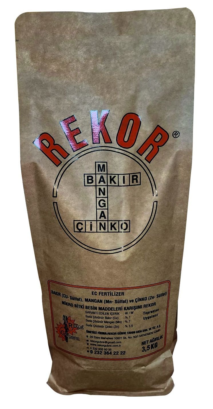 3,5 Kg Rekor Ec Fertılızer Bakır (Cu­-Sülfat) Mangan (Mn­-Sülfat) Ve Çinko (Zn-­Sülfat) Mikro Bitki Besin Maddeleri Karışımı