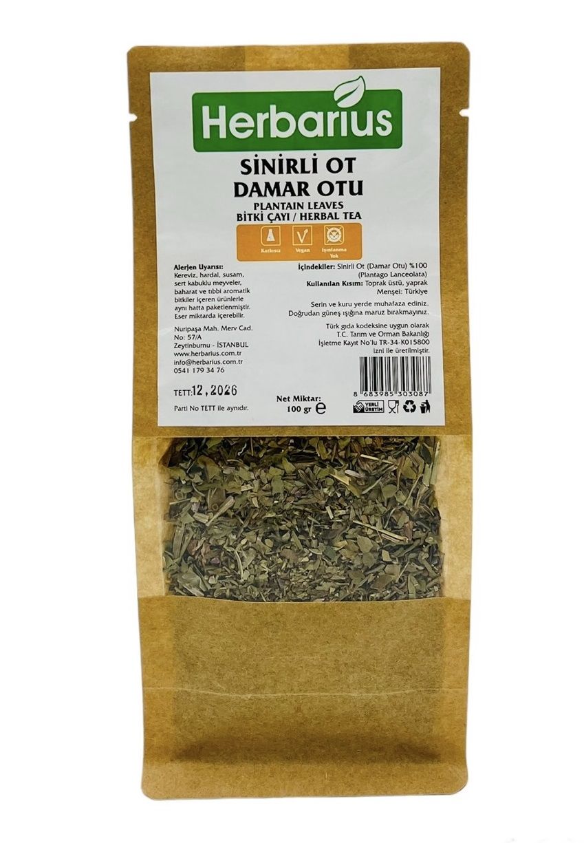 Herbarius Sinirli Ot - Damar Otu - Damarlı Ot 100 gr (Plantain Leaves)