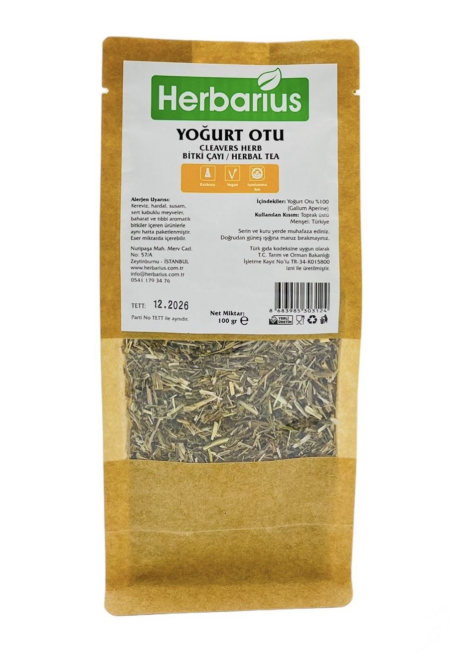 Herbarius Yoğurt Otu - Yapışkan Otu 100 gr (Cleavers Herb)