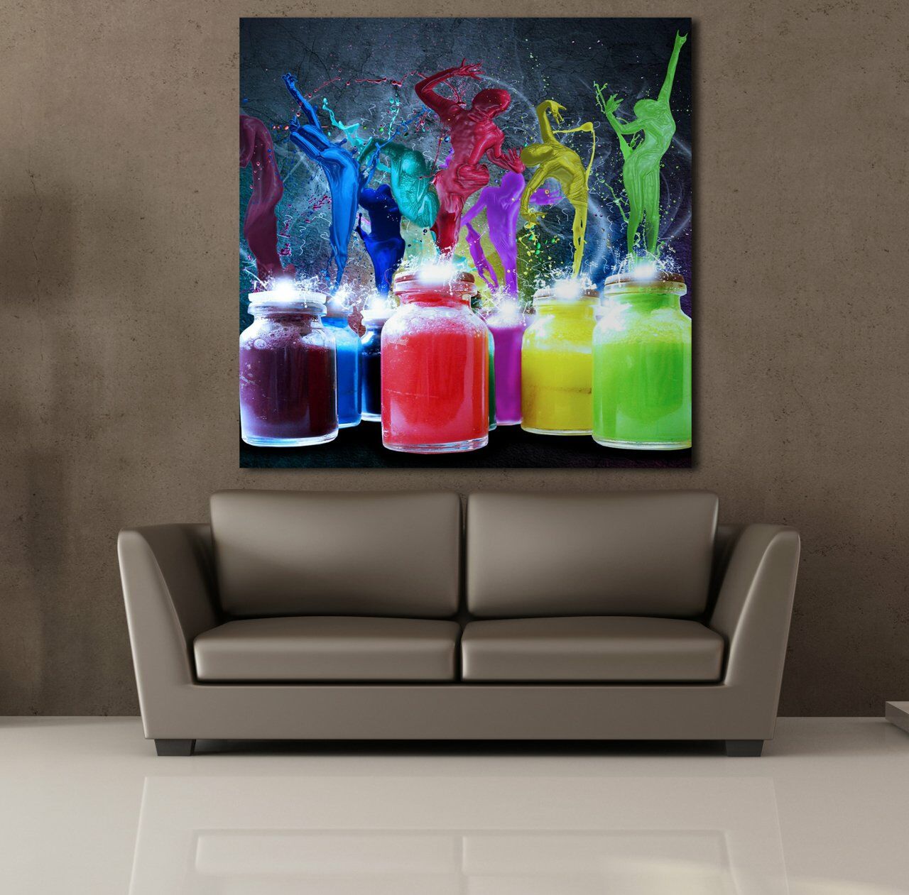 RENKLİ DANS EDEN BOYALAR KANVAS TABLO