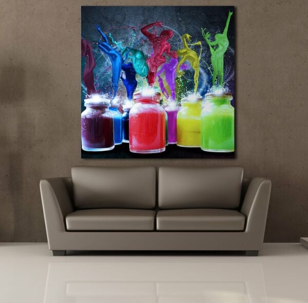 RENKLİ DANS EDEN BOYALAR KANVAS TABLO