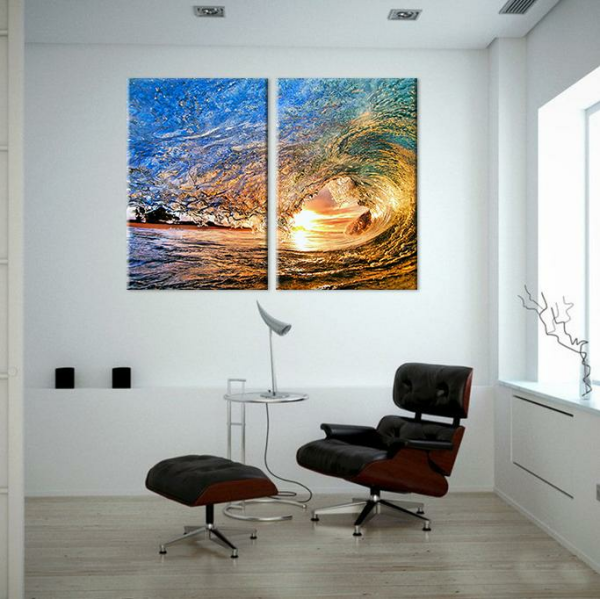 Dalga Ve Güneş Kanvas Tablo