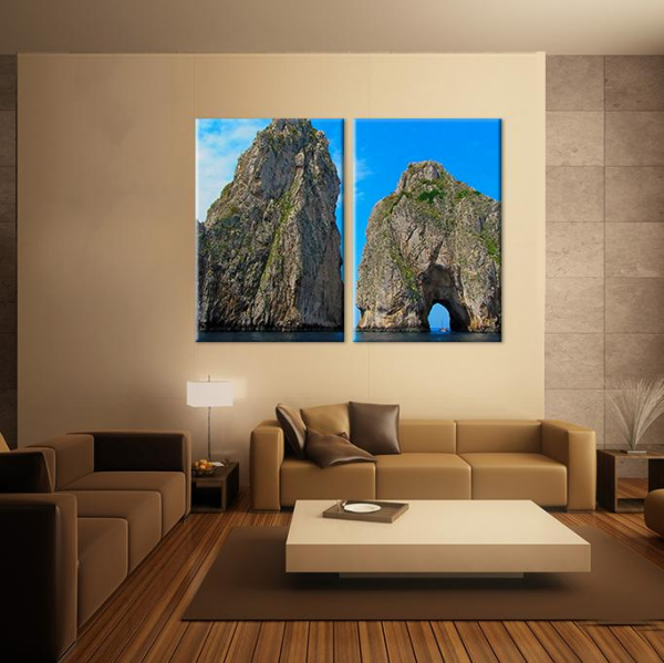 Deniz Manzaralı Kayalar Kanvas Tablo