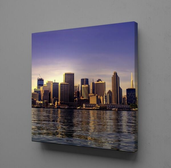 DENİZ MANZARALI ŞEHİR KANVAS TABLO