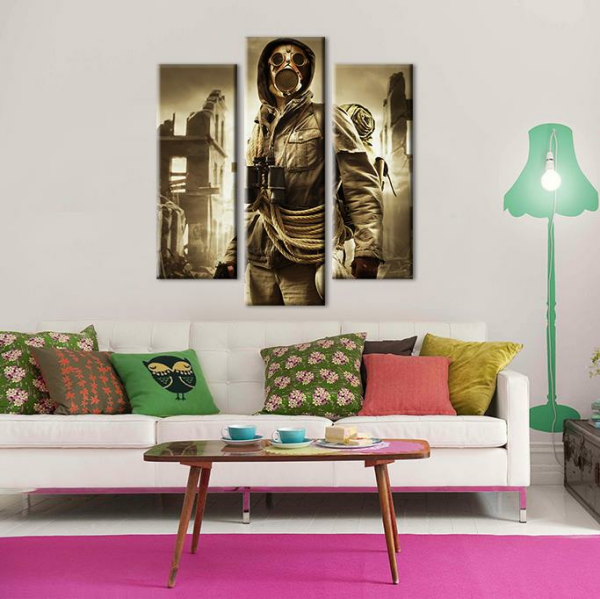 Gaz Maskeli Adam Kanvas Tablo