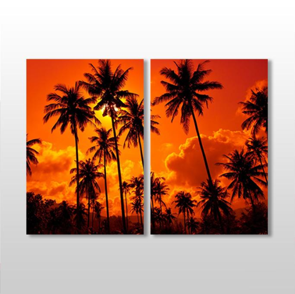 Palmiye Ve Güneş Kanvas Tablo