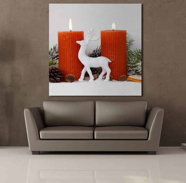 İKİLİ TURUNCU MUM KANVAS TABLO