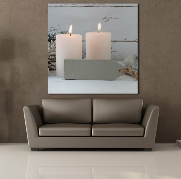 İKİLİ BEYAZ MUM KANVAS TABLO