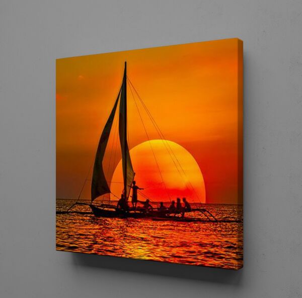 GÜN BATIMI TEKNE KANVAS TABLO