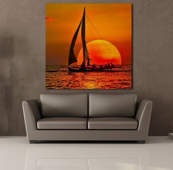 GÜN BATIMI TEKNE KANVAS TABLO