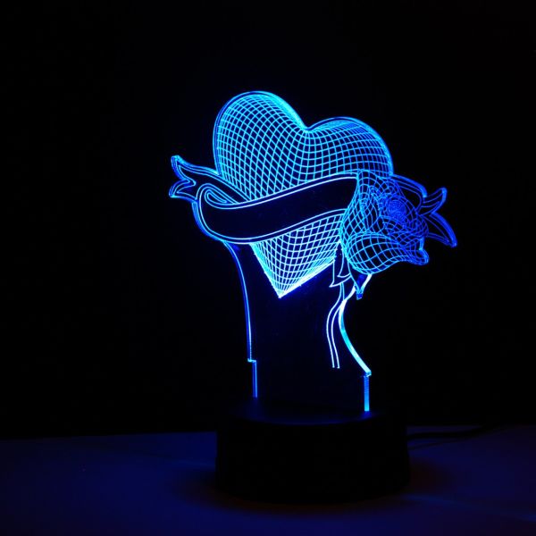 İsim Yazılabilen Kalp 3D Lamba