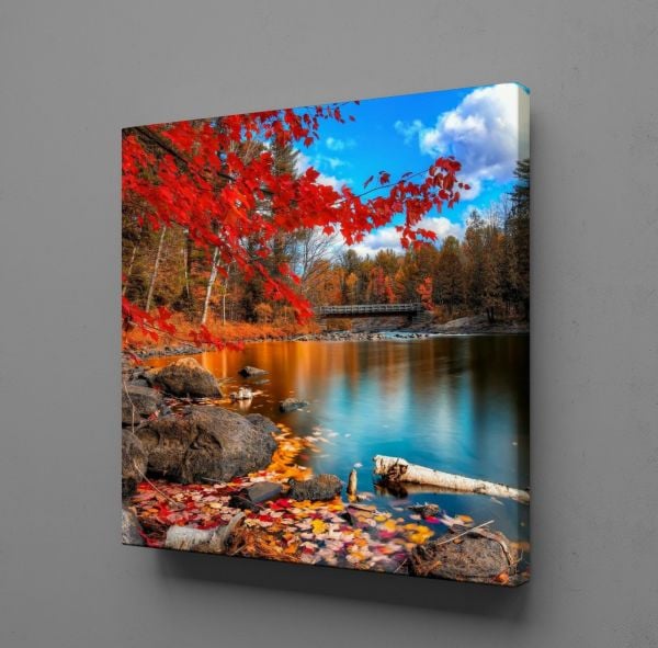 SONBAHARDA GÖL MANZARASI KANVAS TABLO