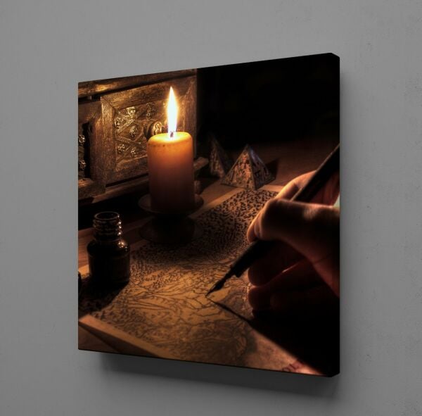 MUM IŞIGINDA YAZI KANVAS TABLO