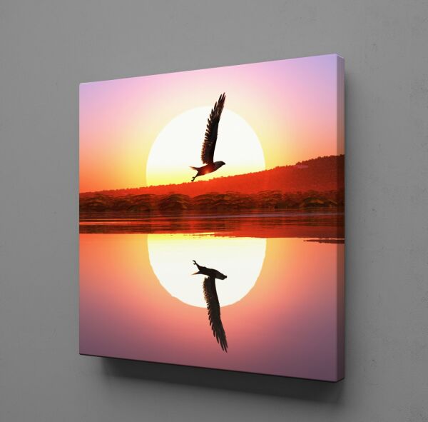 GÜN DOĞUŞU VE BATIŞI KUŞ KANVAS TABLO