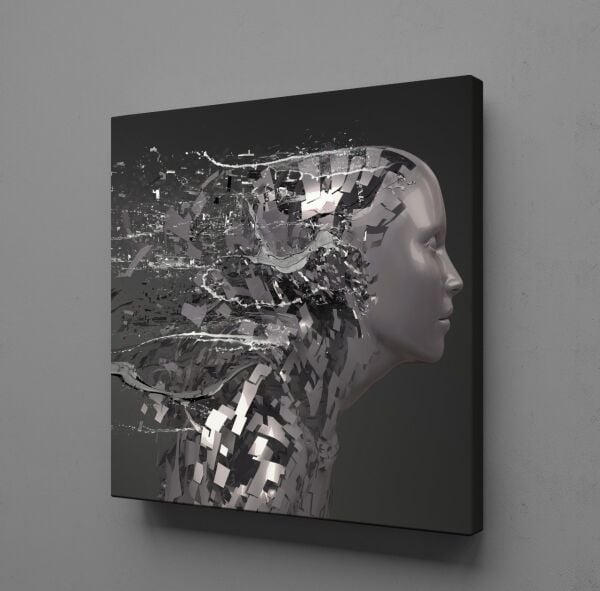 GRİ ROBOT KANVAS TABLO