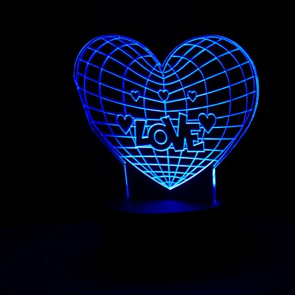 I Love You Yazılı Büyük Kalp 3D Lamba