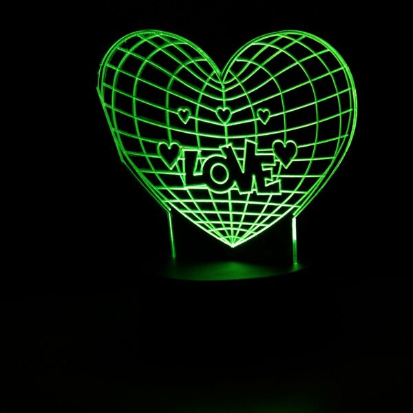 I Love You Yazılı Büyük Kalp 3D Lamba