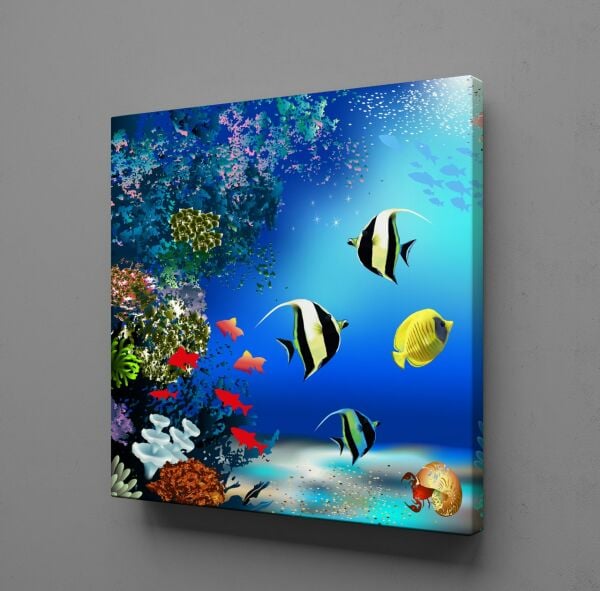 AKVARYUMDA BALIKLAR KANVAS TABLO