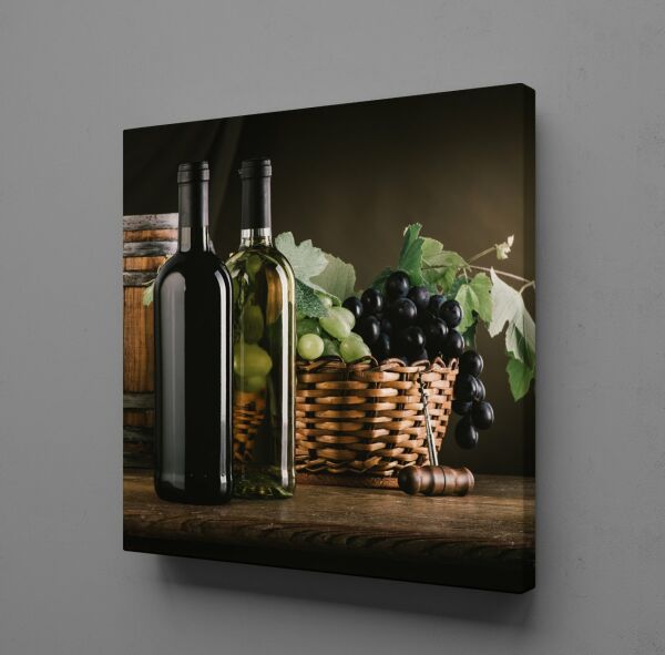 ŞARAPLAR VE ÜZÜM KANVAS TABLO