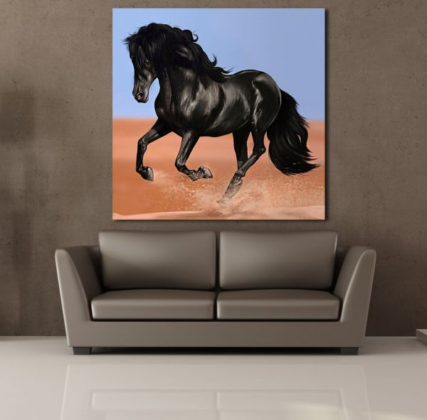 SİYAH AT KANVAS TABLO