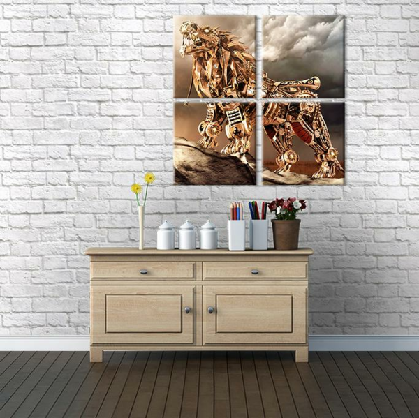 Aslan Mekanik Kanvas Tablo