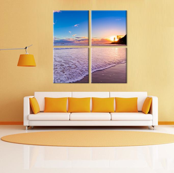 Gün Batımı Ve Kumsal Kanvas Tablo