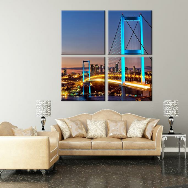 Mavi Yansıma İstanbul Köprü Kanvas Tablo
